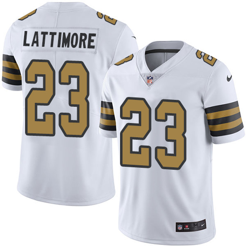 Nike Saints #23 Marshon Lattimore White Youth Stitched NFL Limited Rush Jersey - Click Image to Close
